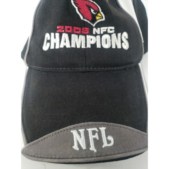Arizona Cardinals NFC Champions 2008 Hat Adjustible Strap AZ Cards Black White - Picture 3 of 16